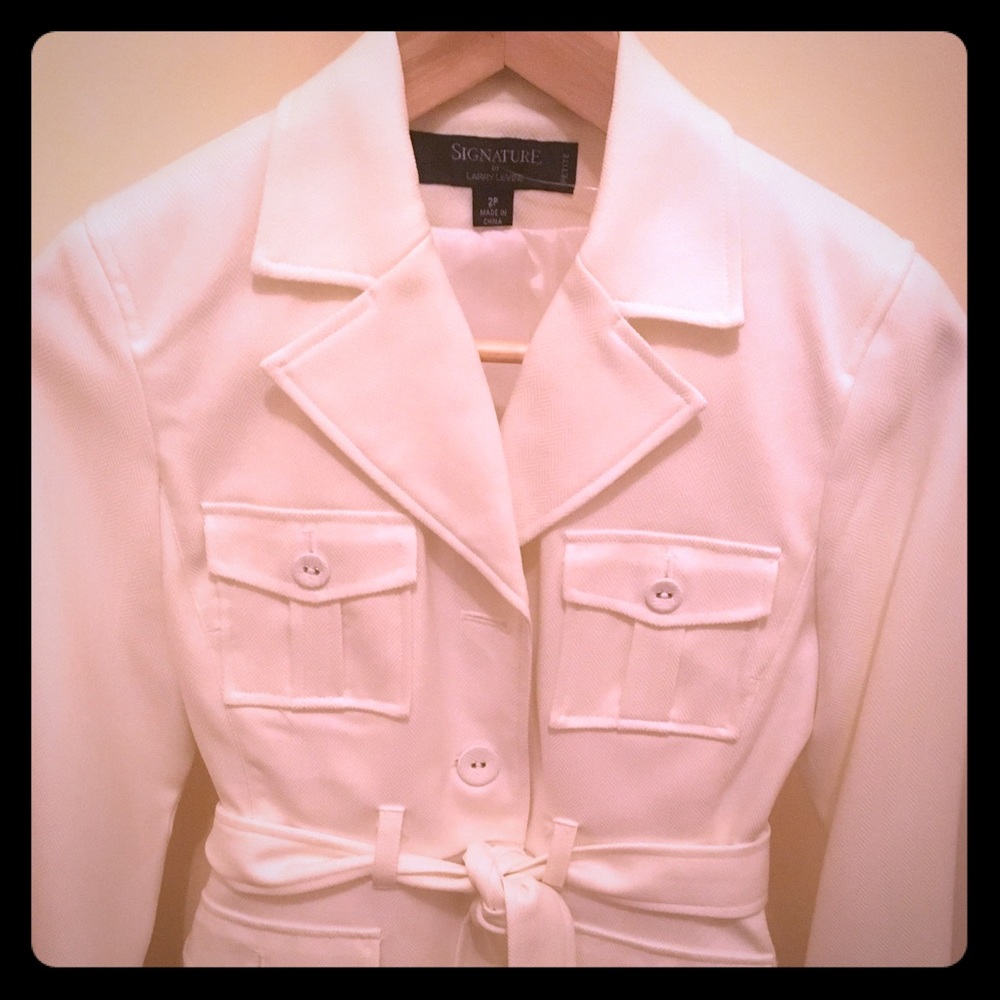 Ivory military jacket fitted pantsuit